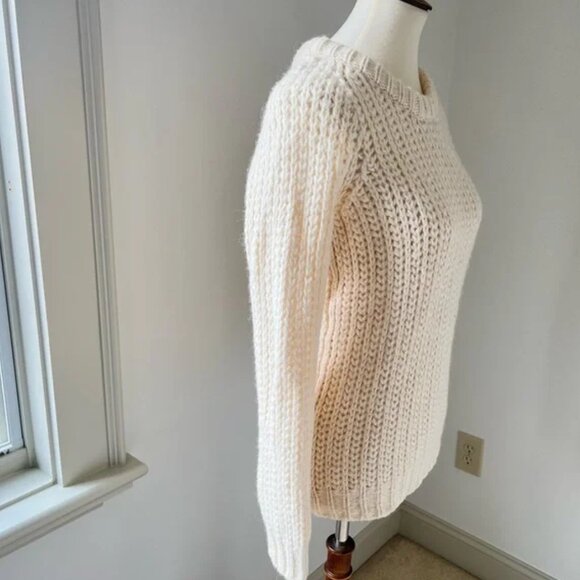 THEORY Disora B Chunky Knit Wool Blend Crew Neck Cream Sweater - Picture 3 of 9